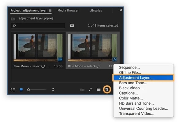 Adjustment Layer Where is Adjustment Layer in Adobe Premiere Pro?