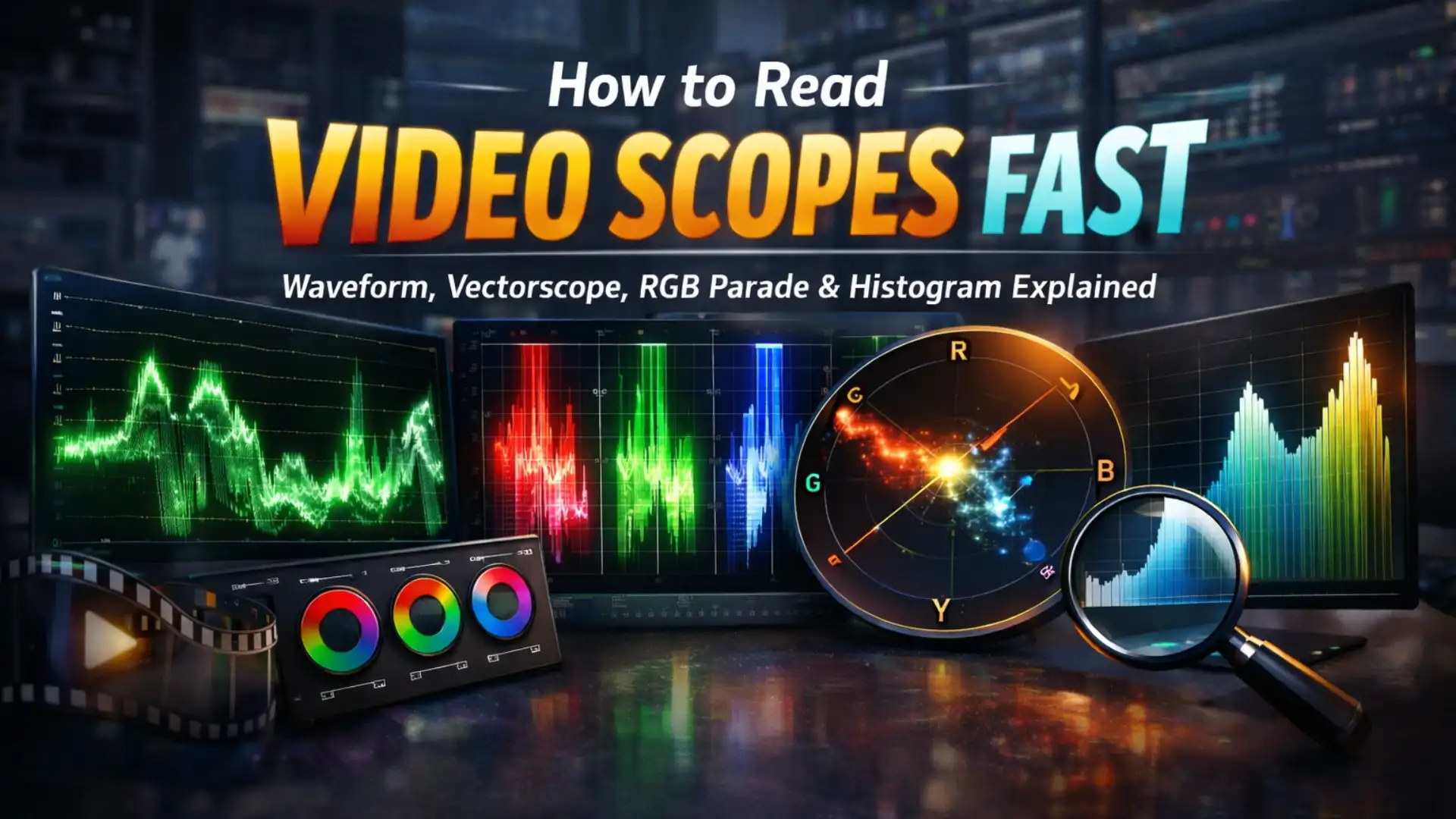 How to Read Video Scopes Fast: Waveform, Vectorscope, RGB Parade and Histogram Explained