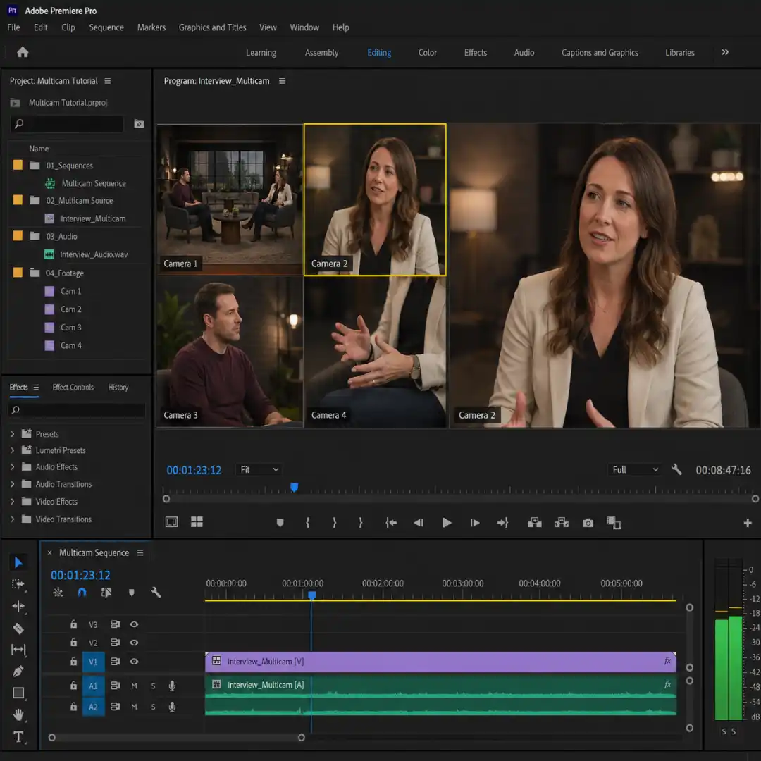 The Program Monitor in Multi-Camera display mode