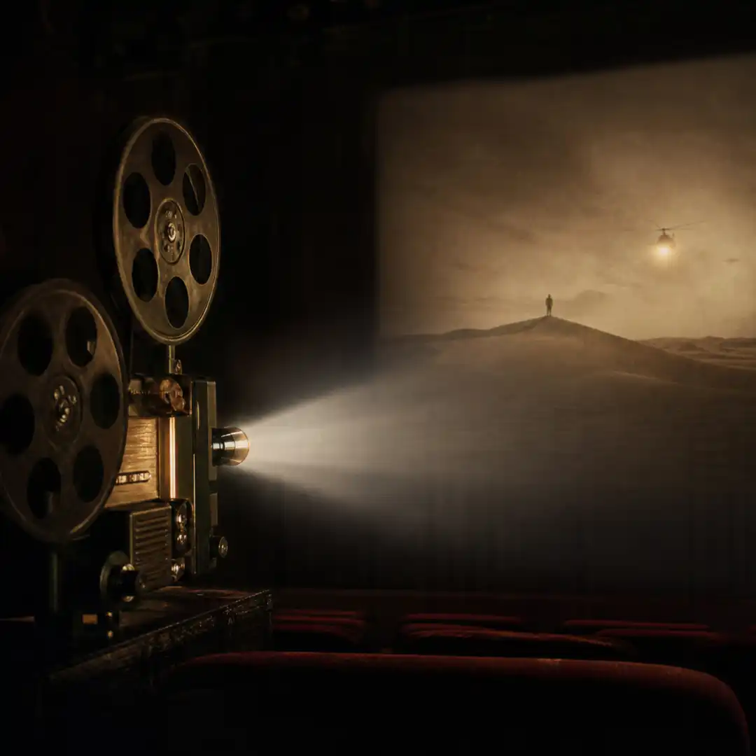 Night at the projector screen