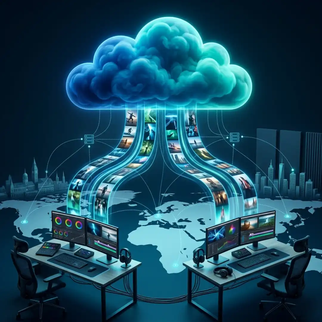 Cloud storage streaming shared video media to remote Premiere Pro editors
