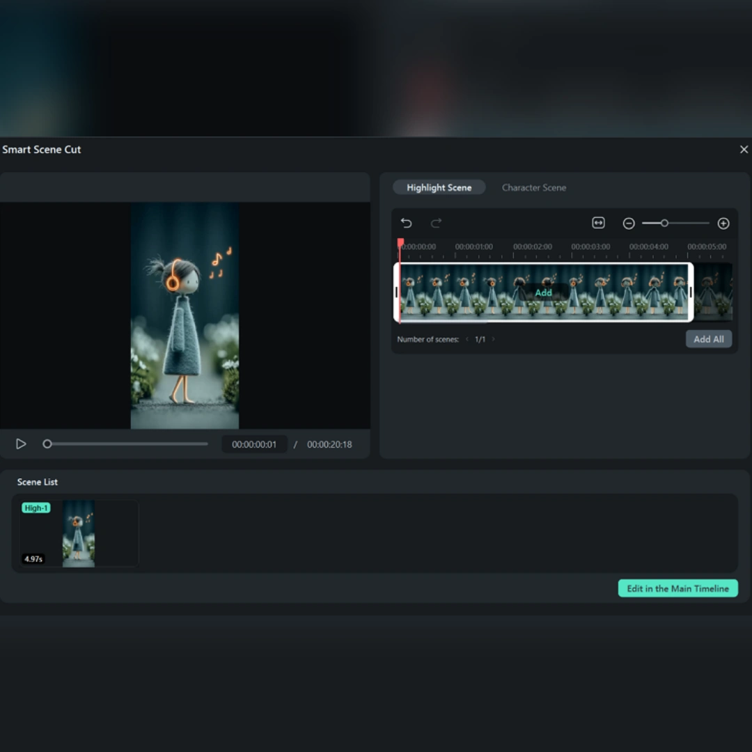 AI Auto cut feature of Filmora video editor