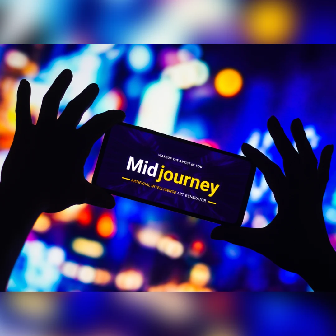 Midjourney logo on a mobile phone