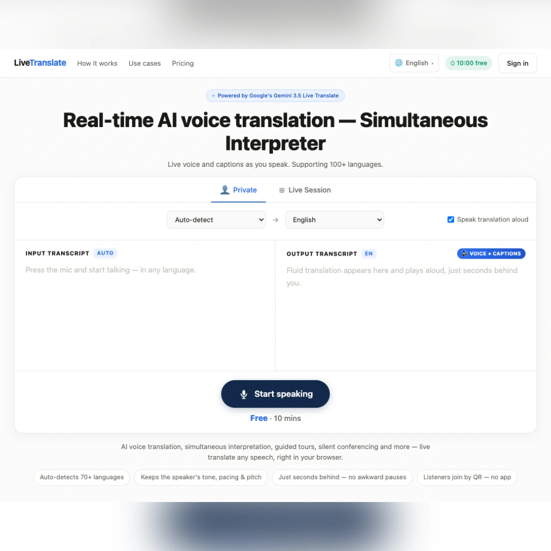 Realtime AI voice Translation