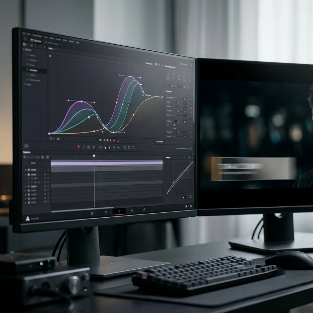 Animating lower thirds with keyframes and easing curves in DaVinci Resolve