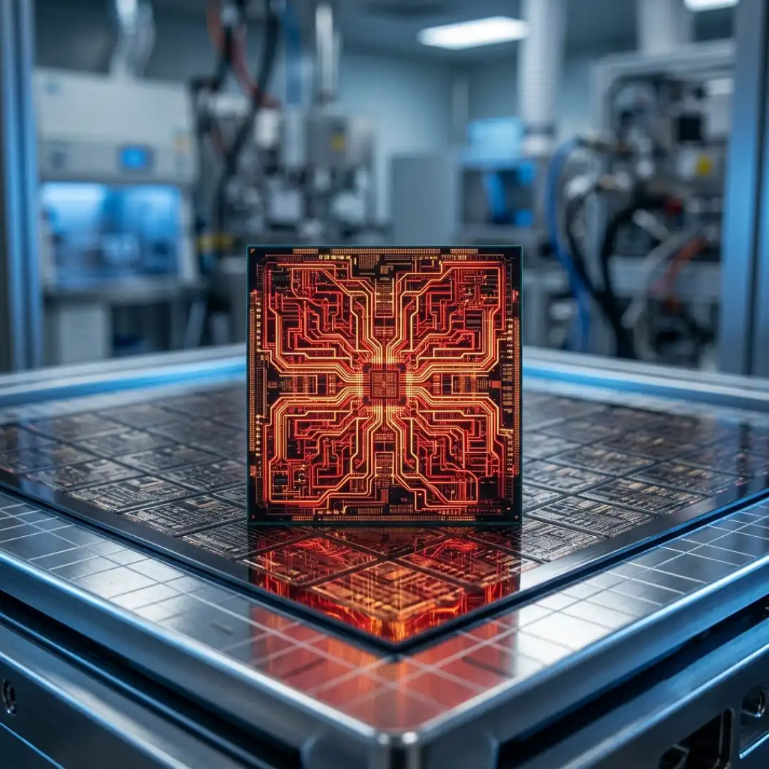 Close-up of a domestically produced AI supercomputer chip representing a push for chip independence
