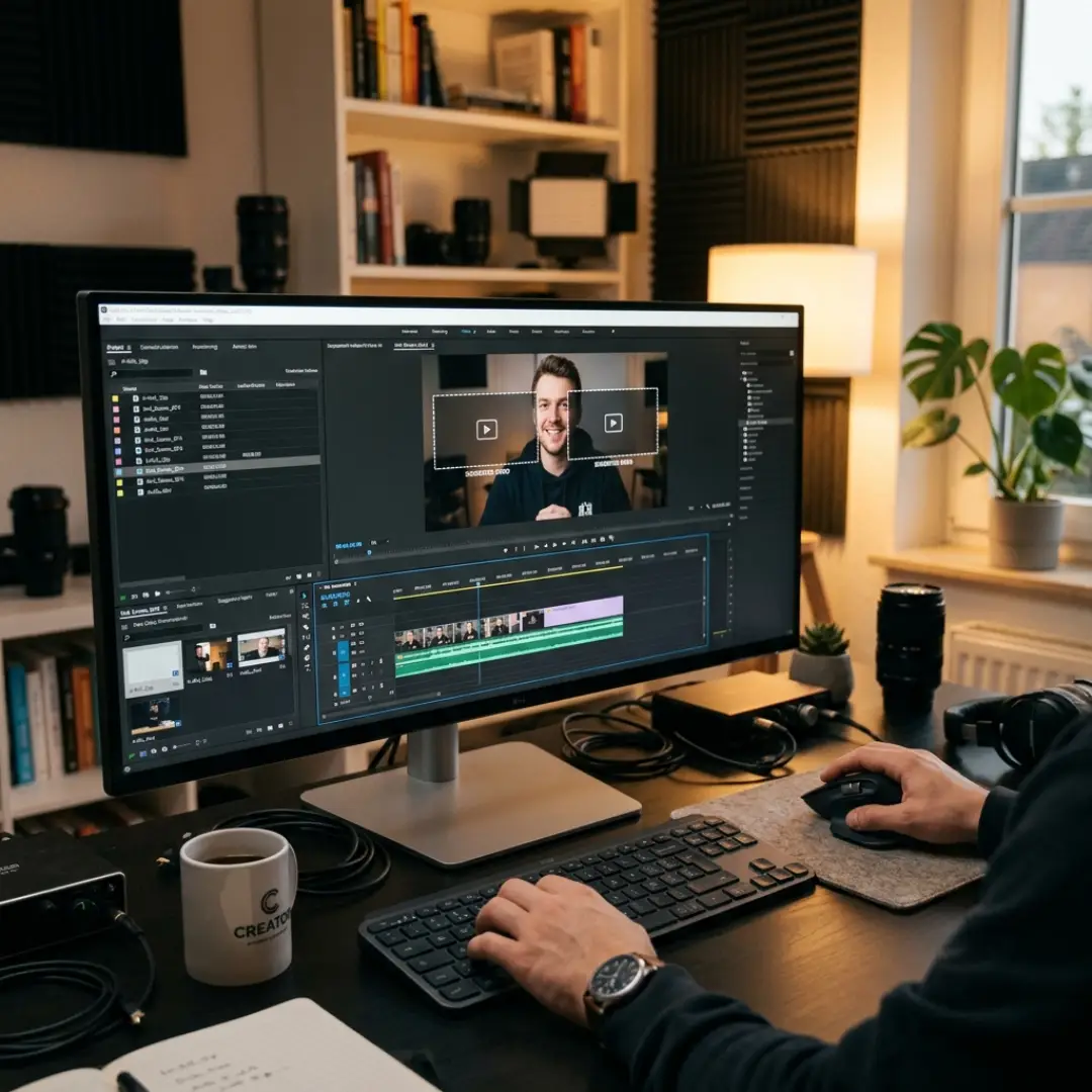 Editing screen showing a YouTube end screen setup during the final seconds of a video