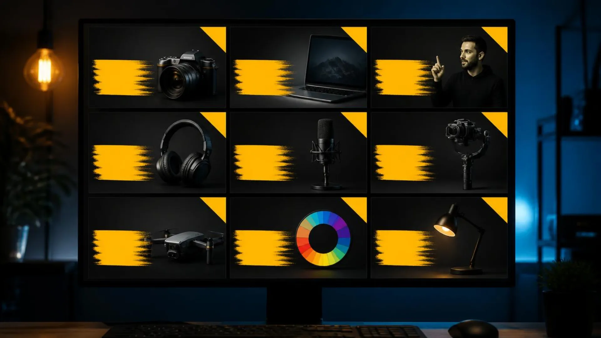 Grid of YouTube thumbnails showing a consistent branding framework with varied subjects per video