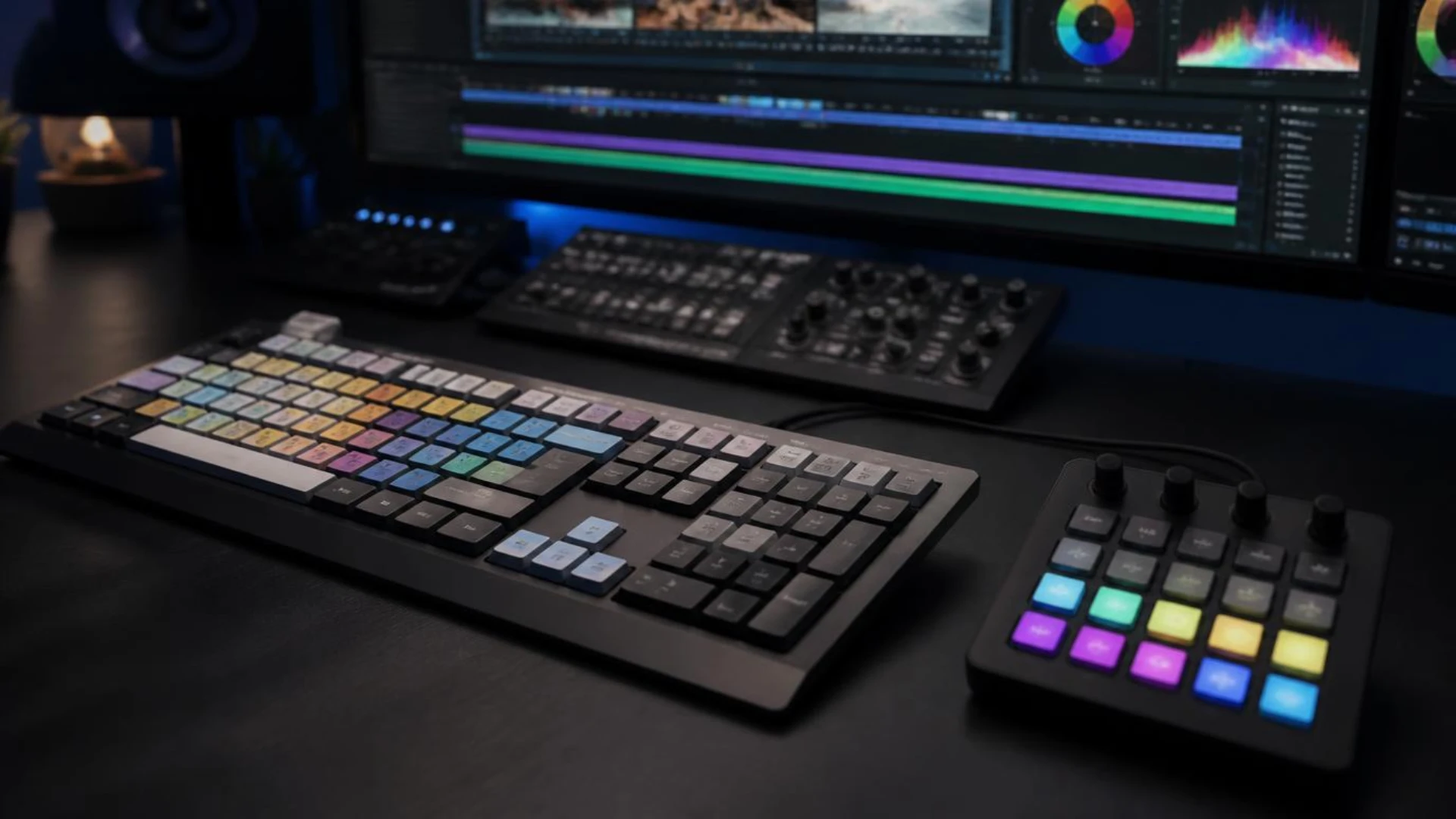 Editing keyboard and macro pad used for faster Premiere Pro editing