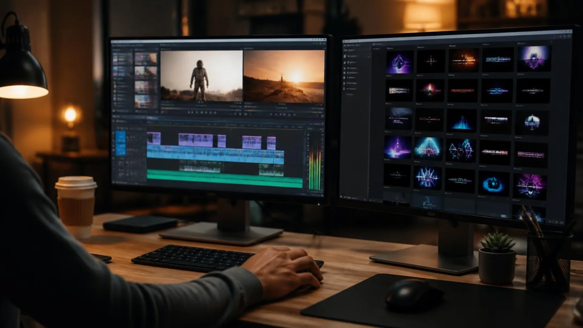 Video editor using branded motion graphics templates to keep YouTube channel visuals consistent