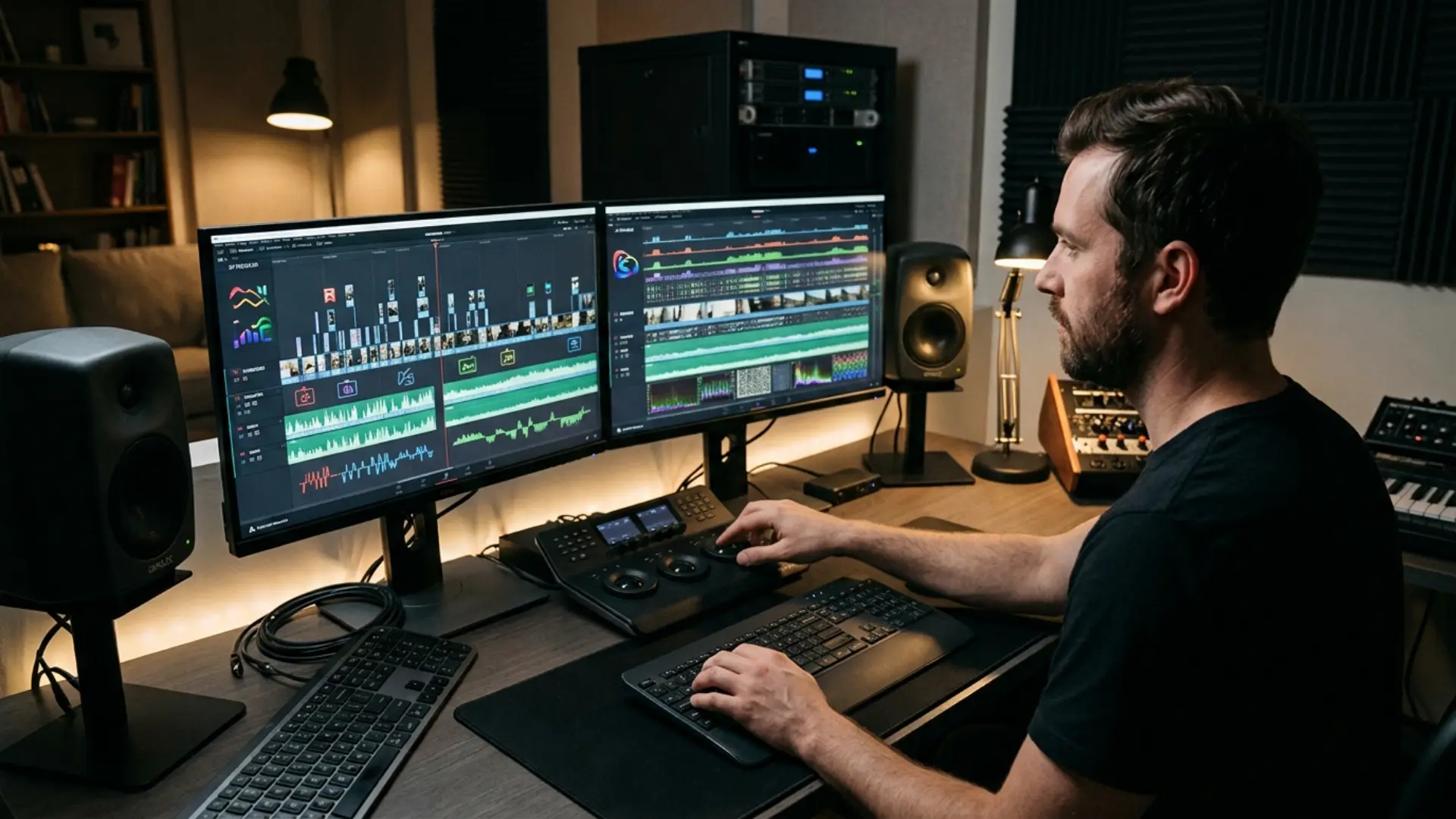 Editor mixing handheld and stabilized shots in the same scene on an editing timeline