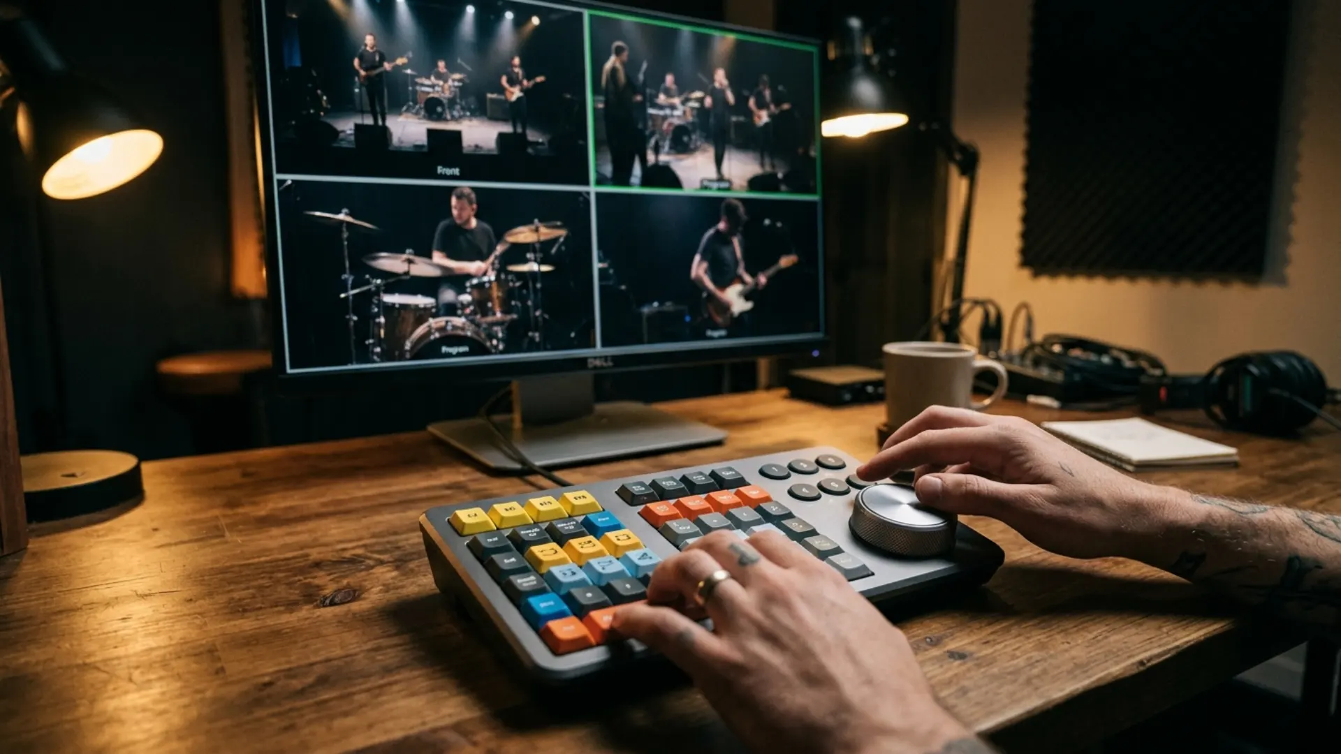 Multicam editing on the DaVinci Resolve Cut page with the Sync Bin and an editing keyboard