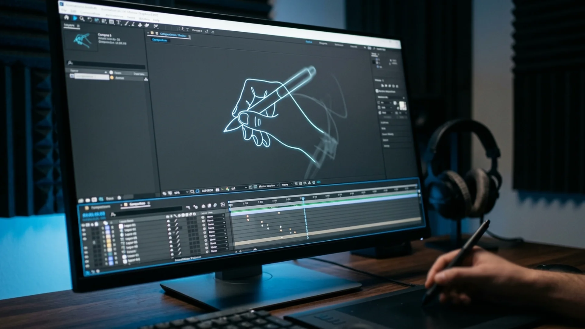 Illustrator line art drawing itself on with Trim Paths on a shape layer in After Effects