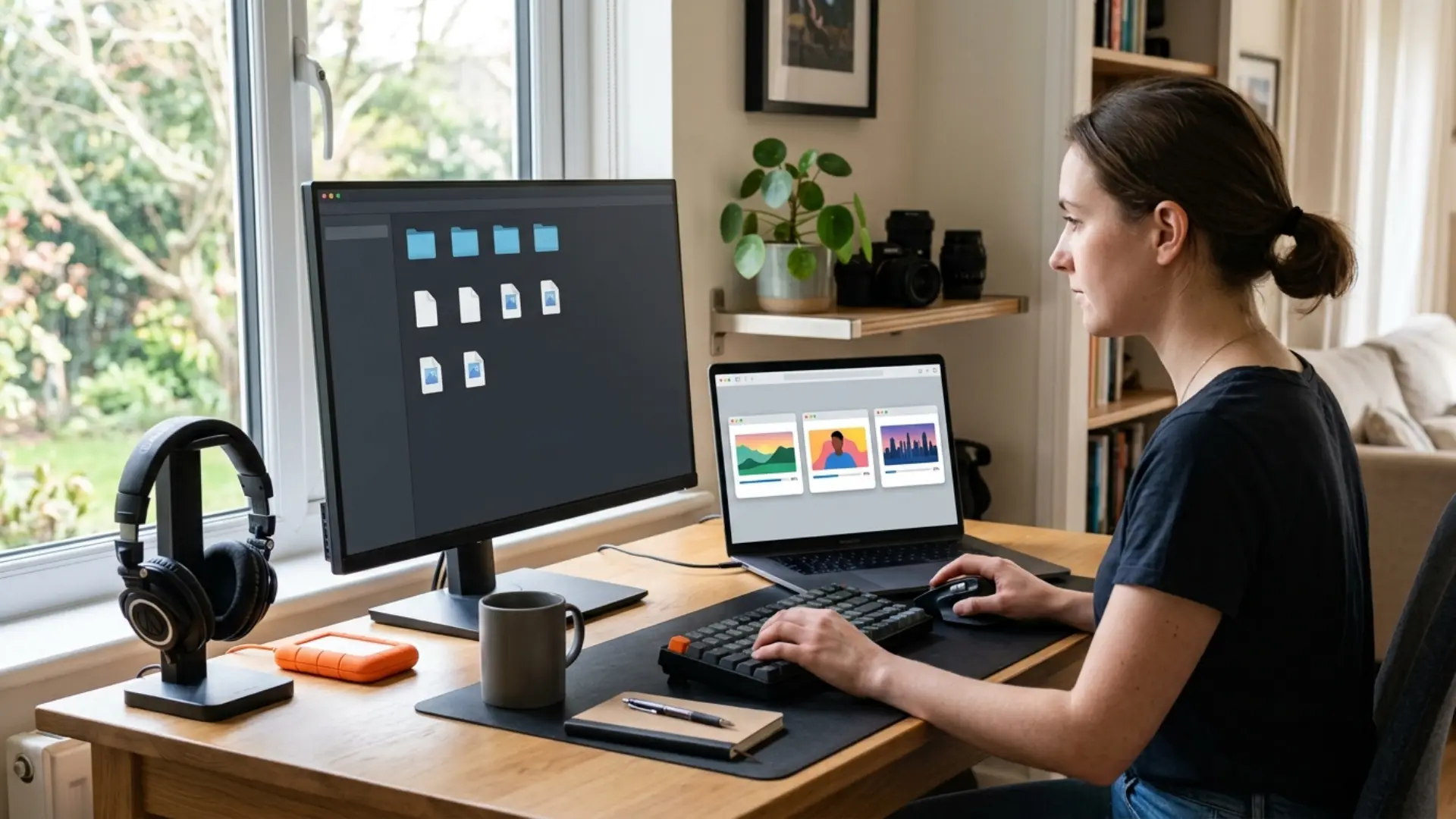 Three video downloader tools compared side by side on a laptop