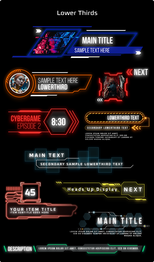 Cyberpunk Titles Lowerthirds and Backgrounds - 5