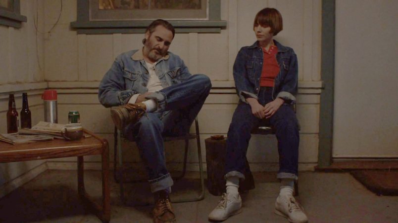 Joaquin Phoenix and Sasha Frolova in “Lou”