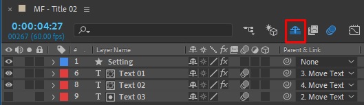 shy button from the timeline panel for removing the background color of the infinity item