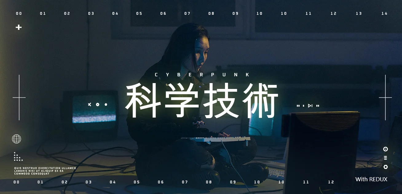 redux sci-fi HUD elements and templates in cyberpunk futuristic style
